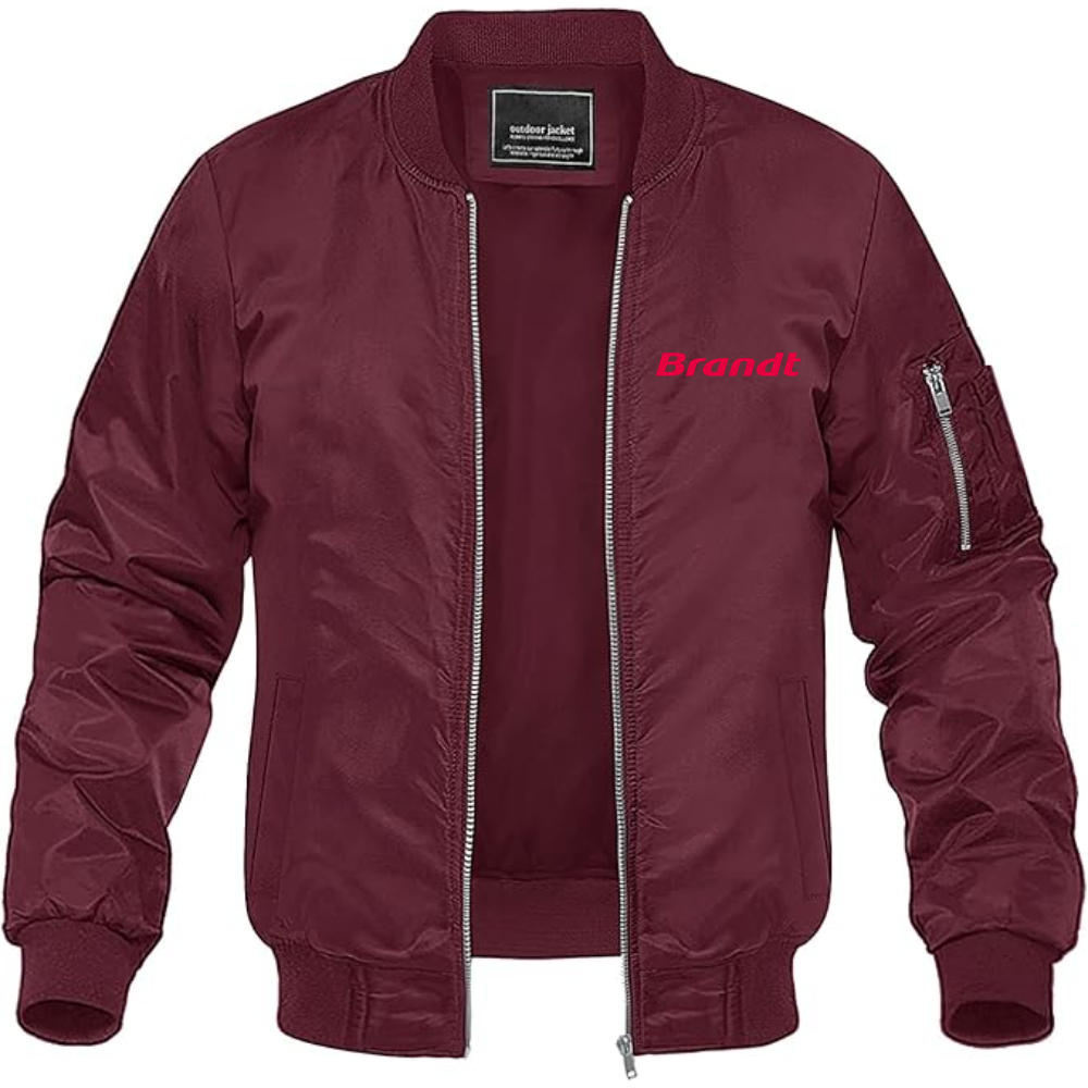 Men's Brandt Logo Lightweight Bomber Jacket Windbreaker Softshell Varsity Jacket Coat