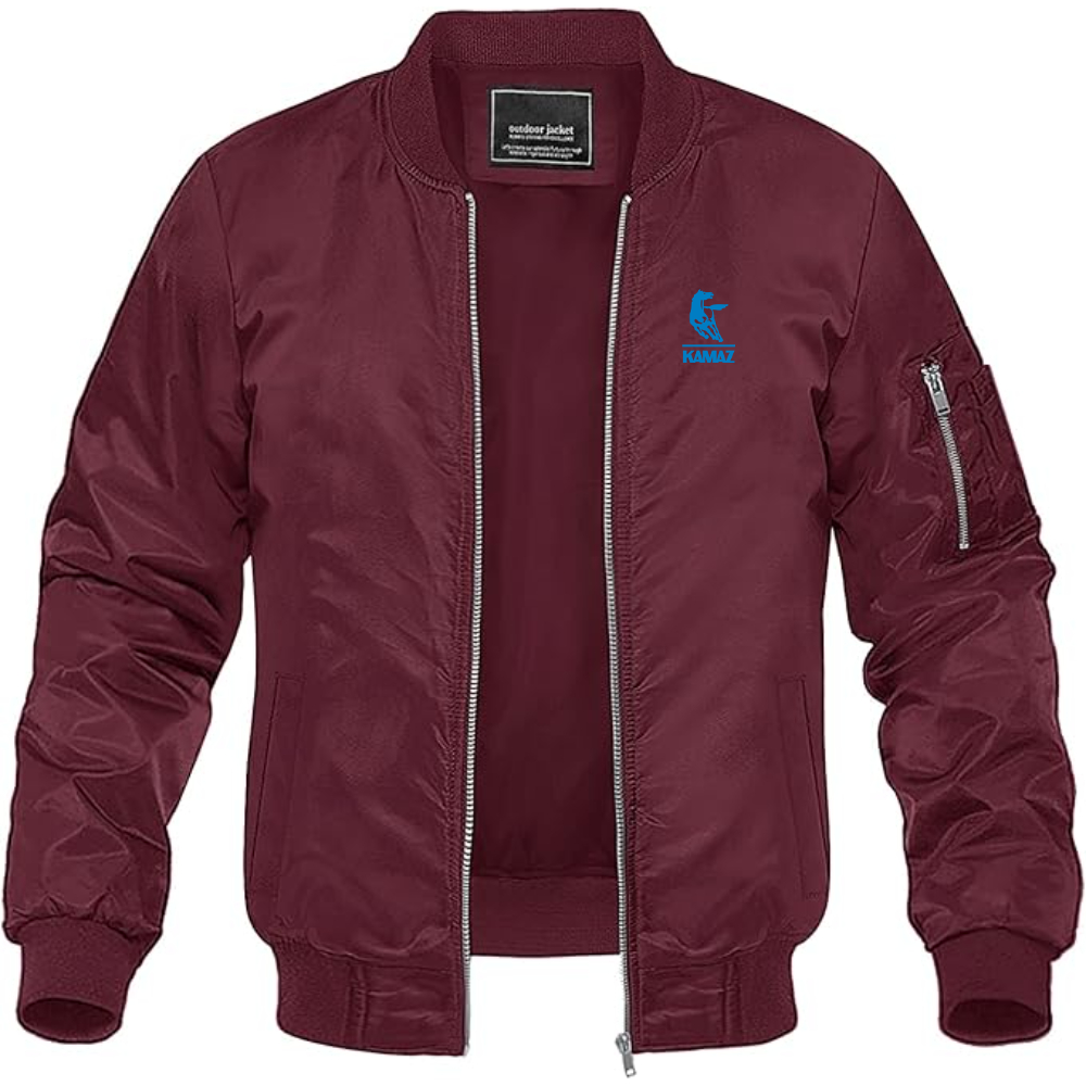 Men's KAMAZ Logo Lightweight Bomber Jacket Windbreaker Softshell Varsity Jacket Coat