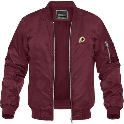 Men's Washington Redskins Logo Lightweight Bomber Jacket Windbreaker Softshell Varsity Jacket Coat