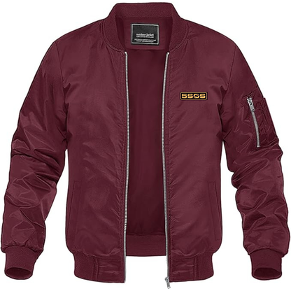 Men's 5sos Logo Lightweight Bomber Jacket Windbreaker Softshell Varsity Jacket Coat