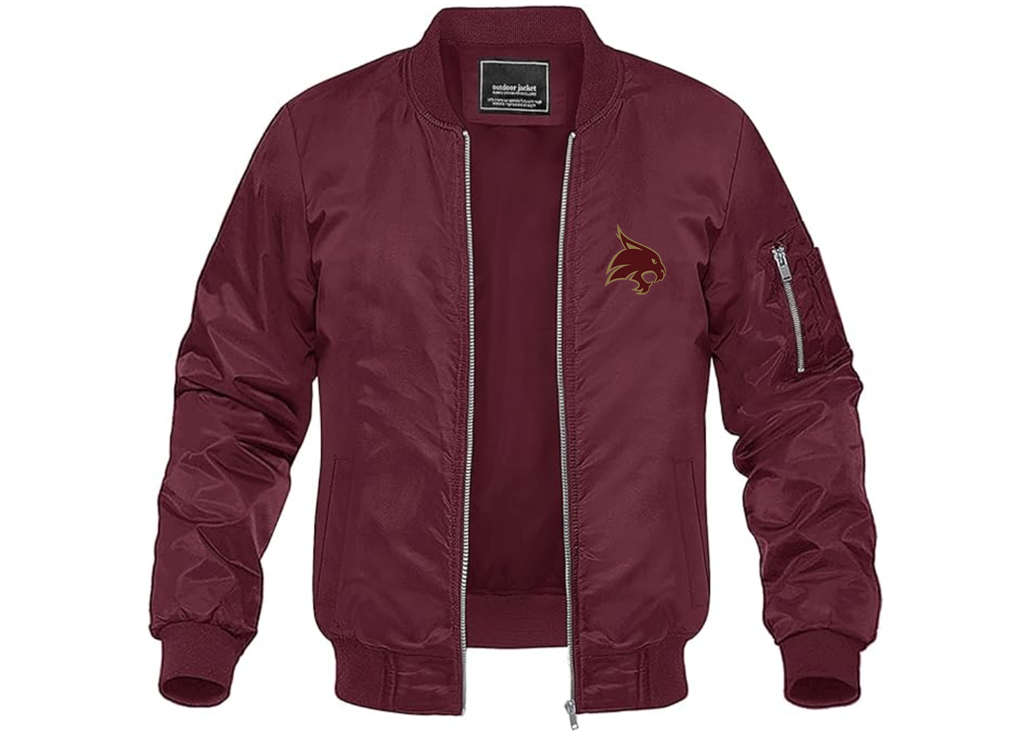 Men's Texas State Bobcats Lightweight Bomber Jacket Windbreaker Softshell Varsity Jacket Coat