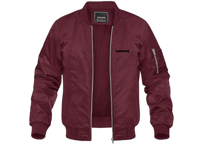 Men's Nasdaq Logo Lightweight Bomber Jacket Windbreaker Softshell Varsity Jacket Coat