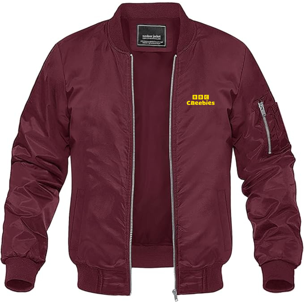 Men's CBeebies Logo Lightweight Bomber Jacket Windbreaker Softshell Varsity Jacket Coat