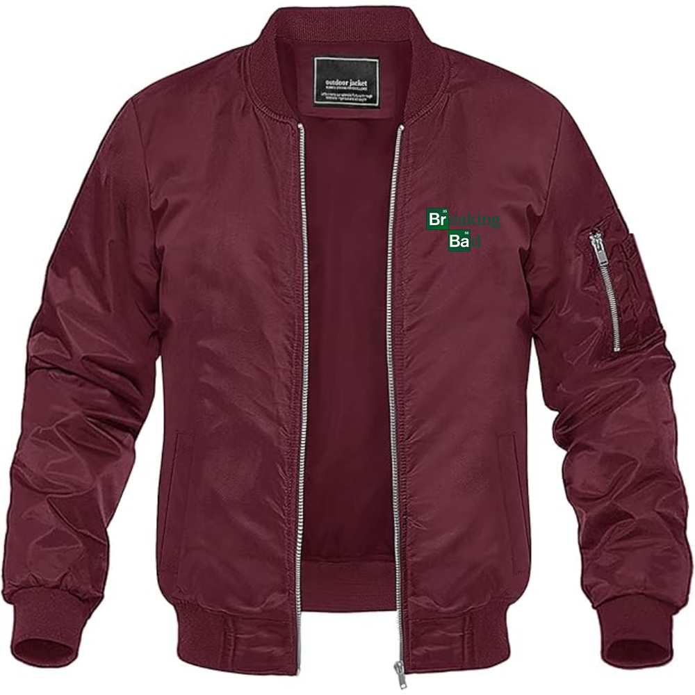 Men's Breaking Bad Logo Lightweight Bomber Jacket Windbreaker Softshell Varsity Jacket Coat