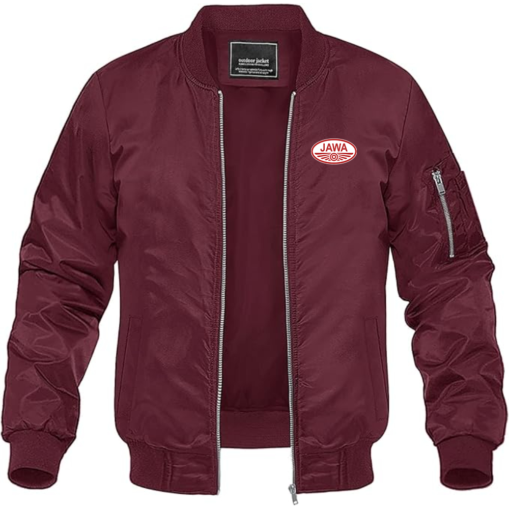 Men's Jawa Logo Lightweight Bomber Jacket Windbreaker Softshell Varsity Jacket Coat