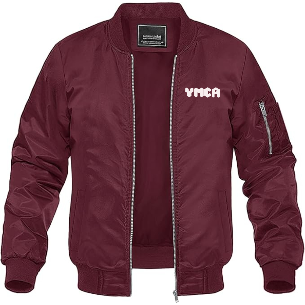 Men's  YMCA Mauve Lightweight Bomber Jacket Windbreaker Softshell Varsity Jacket Coat