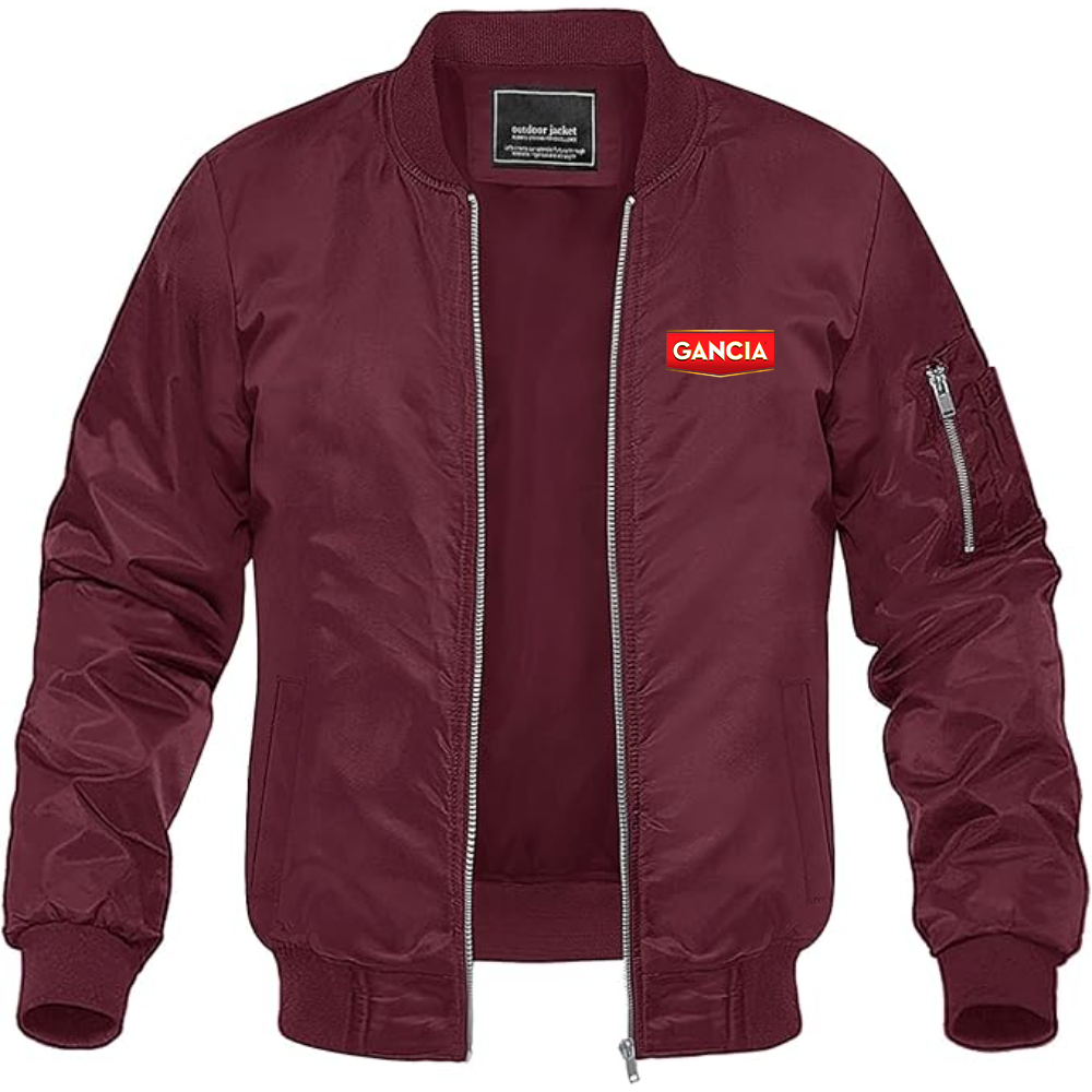 Men's Gancia Logo Lightweight Bomber Jacket Windbreaker Softshell Varsity Jacket Coat