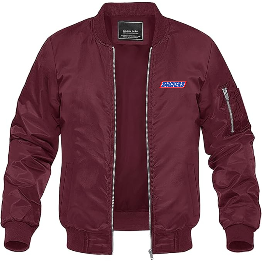 Men's  Snickers Logo Lightweight Bomber Jacket Windbreaker Softshell Varsity Jacket Coat