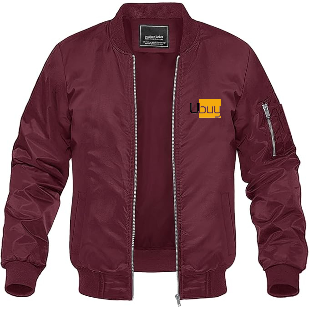 Men's Ubuy Logo Lightweight Bomber Jacket Windbreaker Softshell Varsity Jacket Coat