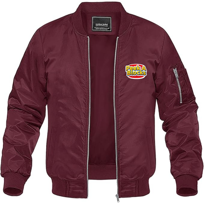 Men's Peek A Blocks Logo Lightweight Bomber Jacket Windbreaker Softshell Varsity Jacket Coat