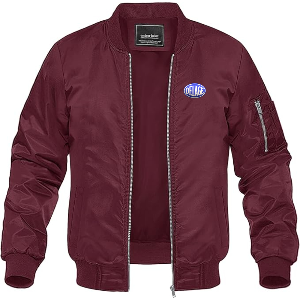 Men's Delage Logo Lightweight Bomber Jacket Windbreaker Softshell Varsity Jacket Coat