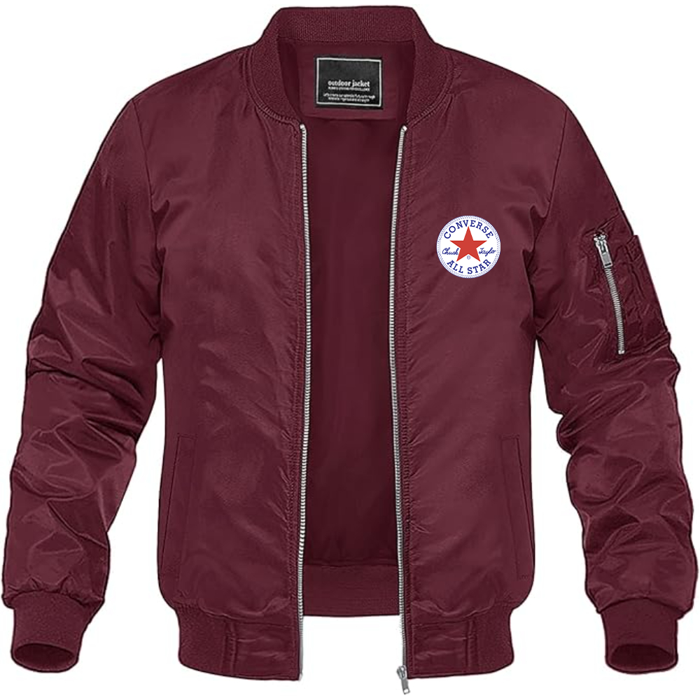 Men's Chuck Taylor All Star Logo Lightweight Bomber Jacket Windbreaker Softshell Varsity Jacket Coat