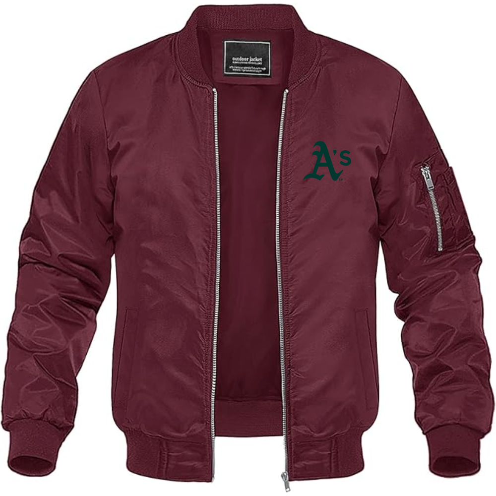 Men's Athletics Logo Lightweight Bomber Jacket Windbreaker Softshell Varsity Jacket Coat