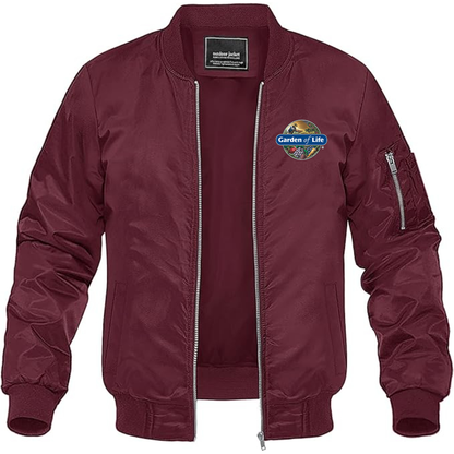 Men's Garden of Life Logo Lightweight Bomber Jacket Windbreaker Softshell Varsity Jacket Coat
