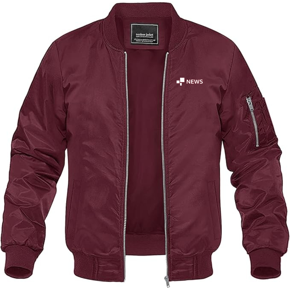 Men's BBC News   Lightweight Bomber Jacket Windbreaker Softshell Varsity Jacket Coat