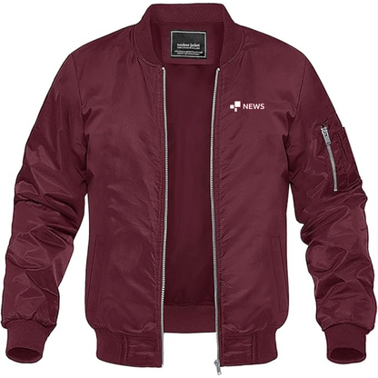Men's BBC News   Lightweight Bomber Jacket Windbreaker Softshell Varsity Jacket Coat