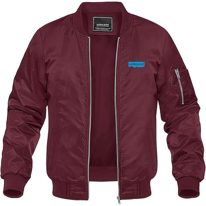 Men's Unbound Live Logo Lightweight Bomber Jacket Windbreaker Softshell Varsity Jacket Coat