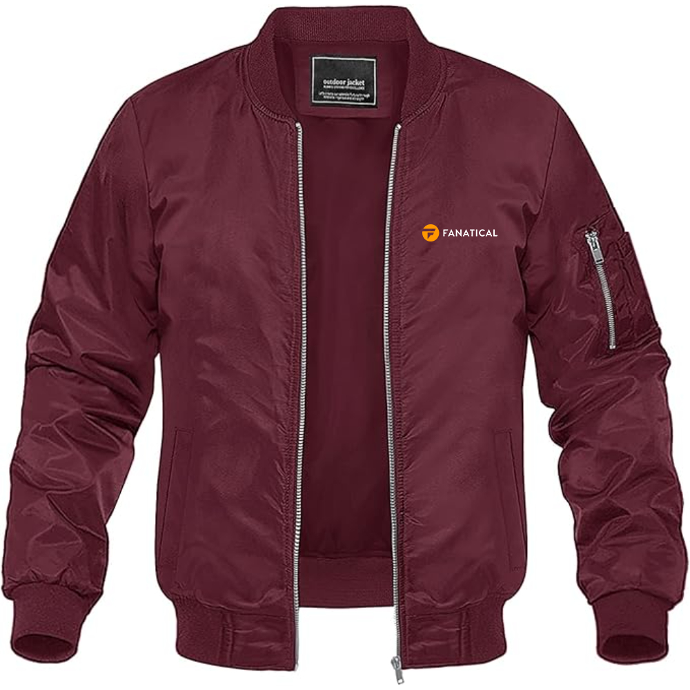 Men's Fanatical Logo Lightweight Bomber Jacket Windbreaker Softshell Varsity Jacket Coat