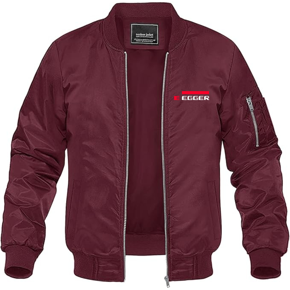Men's Egger Logo Lightweight Bomber Jacket Windbreaker Softshell Varsity Jacket Coat