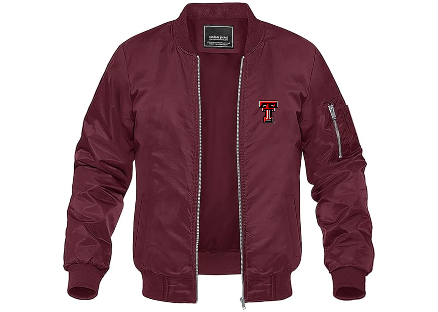 Men's Texas Tech Red Raiders Lightweight Bomber Jacket Windbreaker Softshell Varsity Jacket Coat