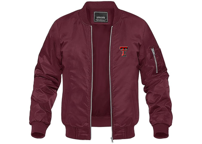 Men's Texas Tech Red Raiders Lightweight Bomber Jacket Windbreaker Softshell Varsity Jacket Coat