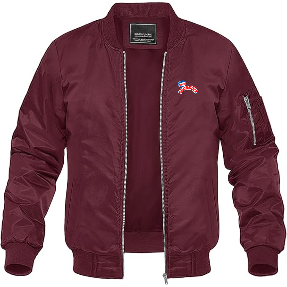 Men's Drumstick Logo Lightweight Bomber Jacket Windbreaker Softshell Varsity Jacket Coat