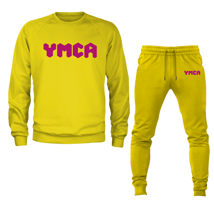 Men's   YMCA Mauve  Crewneck Sweatshirt Joggers Suit