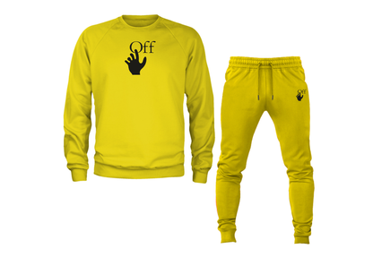 Men's Off-White Hand Crewneck Sweatshirt Joggers Suit