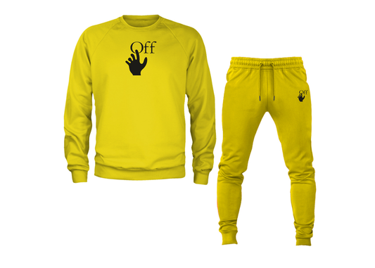 Men's Off-White Hand Crewneck Sweatshirt Joggers Suit