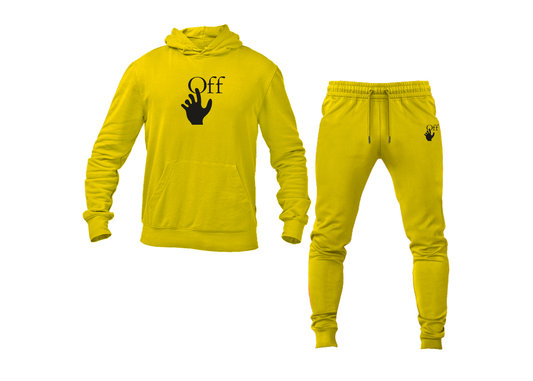 Men's Off-White Hand Hoodie Joggers Set