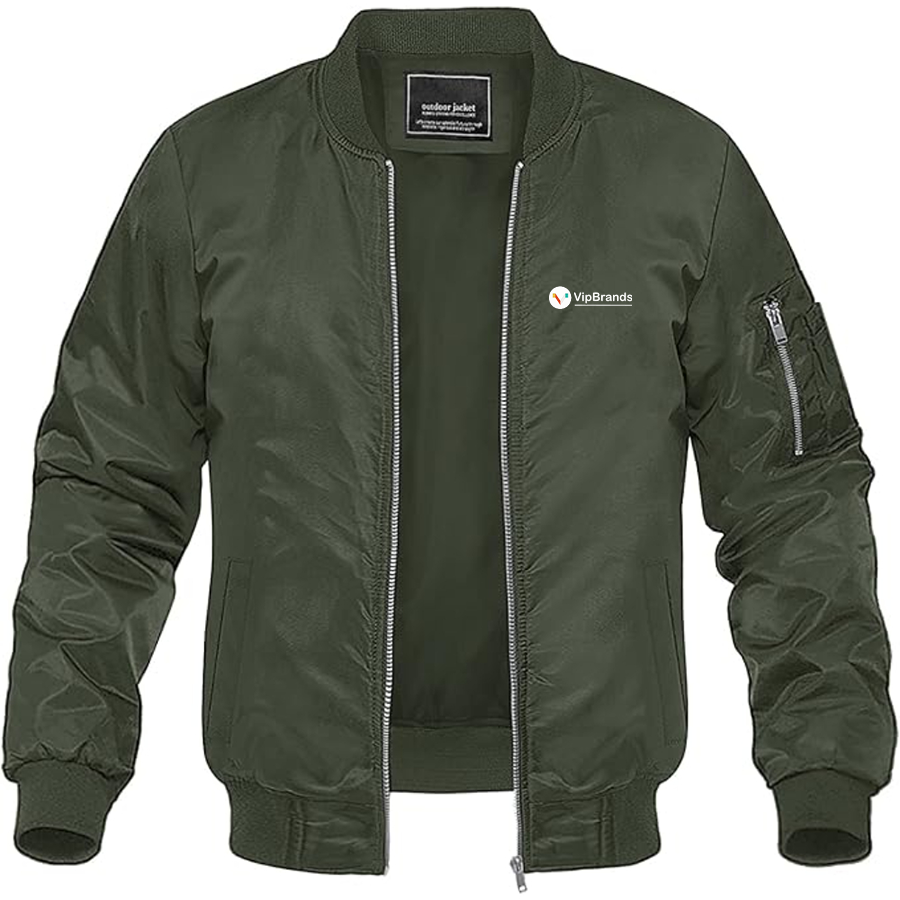 Men's VipBrands Logo Lightweight Bomber Jacket Windbreaker Softshell Varsity Jacket Coat