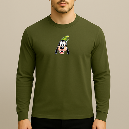 Men's Goofy Disney Smiley Face Long Sleeve T-Shirt