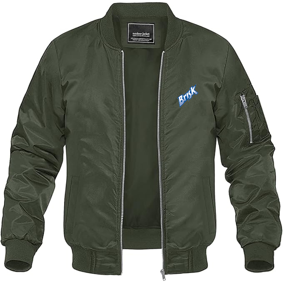 Men's Brisk Logo Lightweight Bomber Jacket Windbreaker Softshell Varsity Jacket Coat