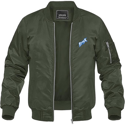 Men's Brisk Logo Lightweight Bomber Jacket Windbreaker Softshell Varsity Jacket Coat
