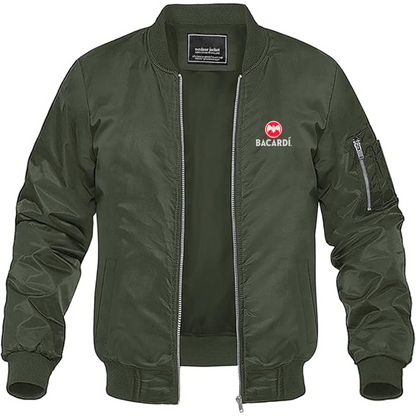Men's Bacardi Logo Lightweight Bomber Jacket Windbreaker Softshell Varsity Jacket Coat