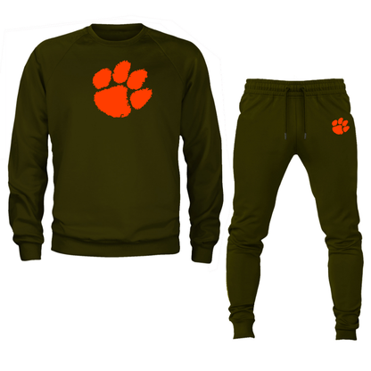 Men's Clemson Tigers Crewneck Sweatshirt Joggers Suit