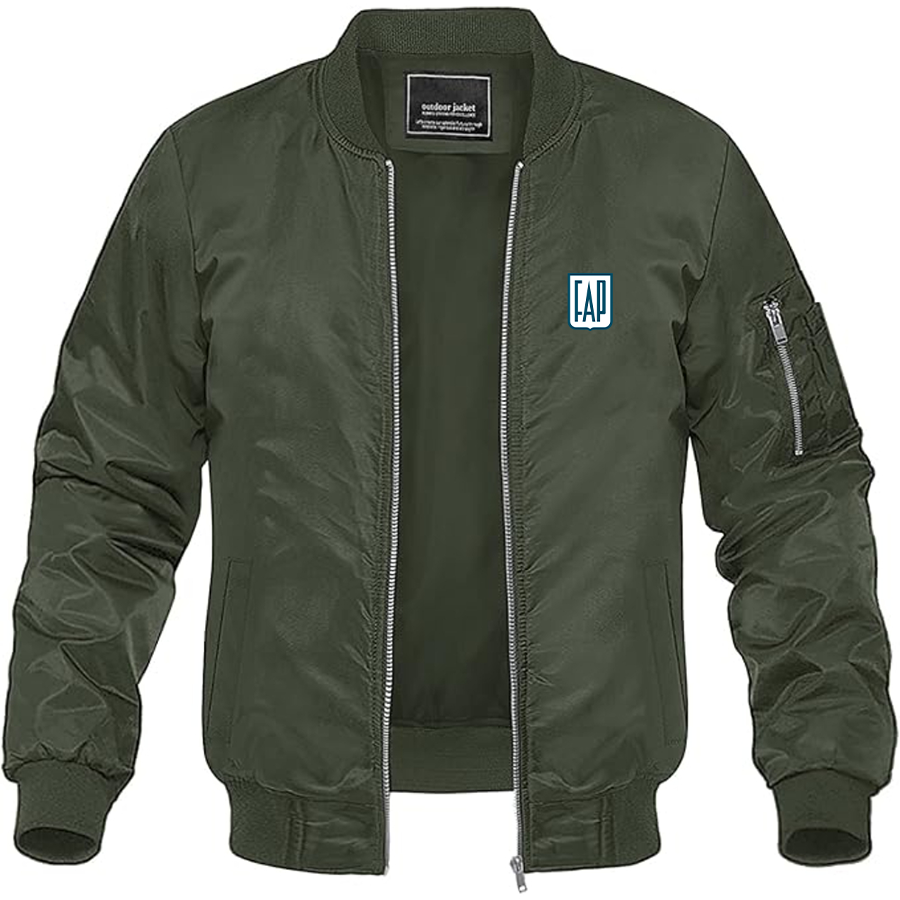 Men's FAP Logo Lightweight Bomber Jacket Windbreaker Softshell Varsity Jacket Coat