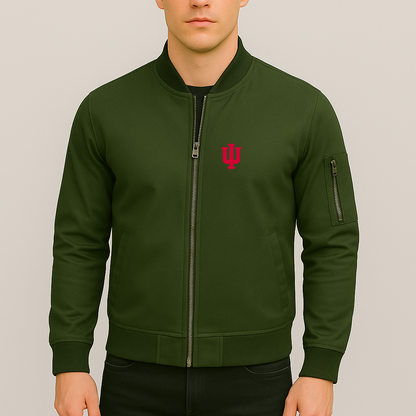 Men's Indiana Hoosiers Logo Lightweight Bomber Jacket Windbreaker Softshell Varsity Jacket Coat