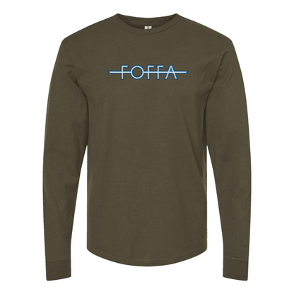 Men's Foffa Blue Logo Cotton Long Sleeve T-Shirt