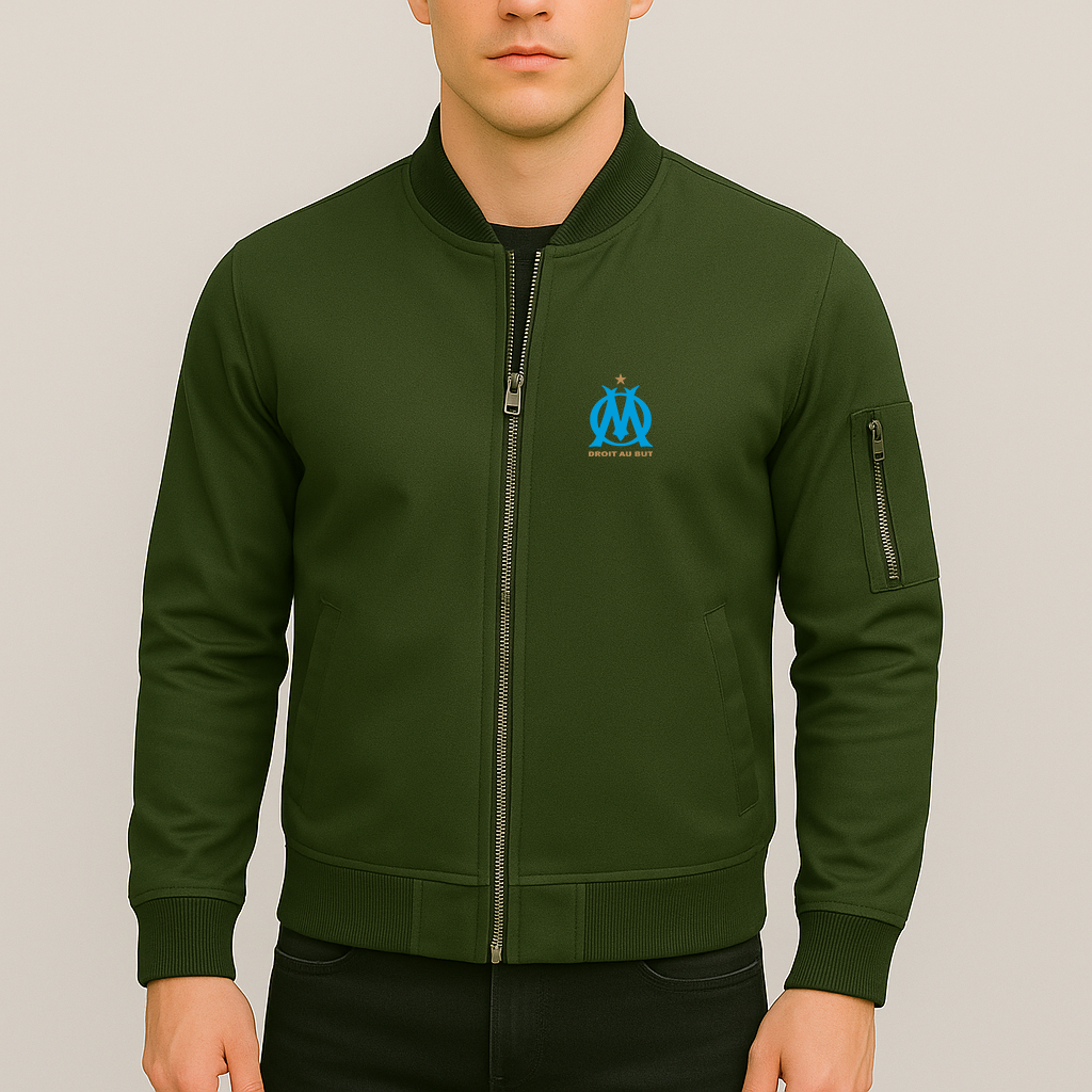 Men's Olympique de Marseille FC Lightweight Bomber Jacket - Army Green