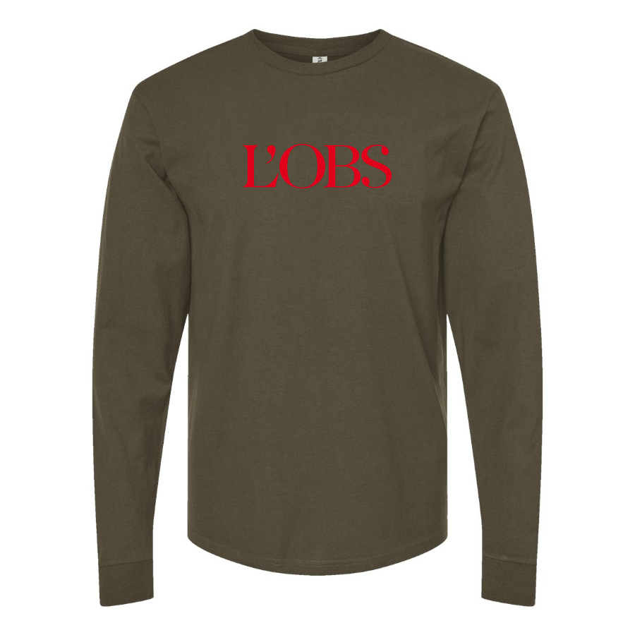 Men's  L'OBS Logo Cotton Long Sleeve T-Shirt