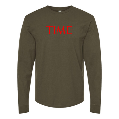 Men's Time Logo Cotton Long Sleeve T-Shirt