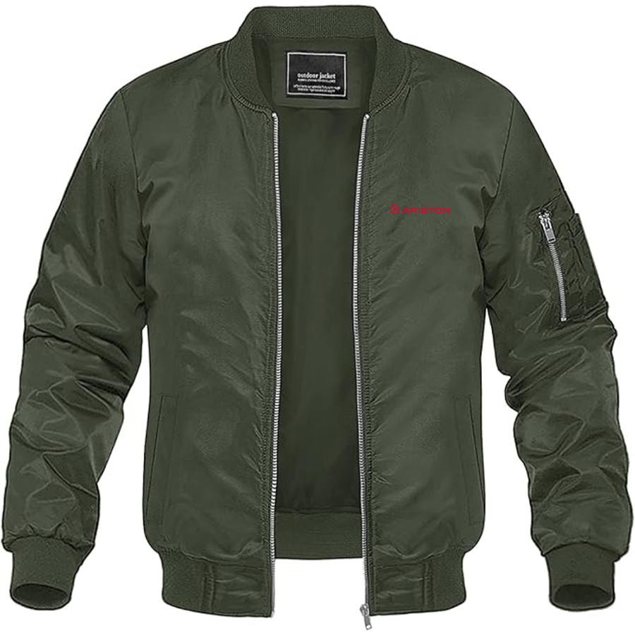 Men's Ariston Logo Lightweight Bomber Jacket Windbreaker Softshell Varsity Jacket Coat