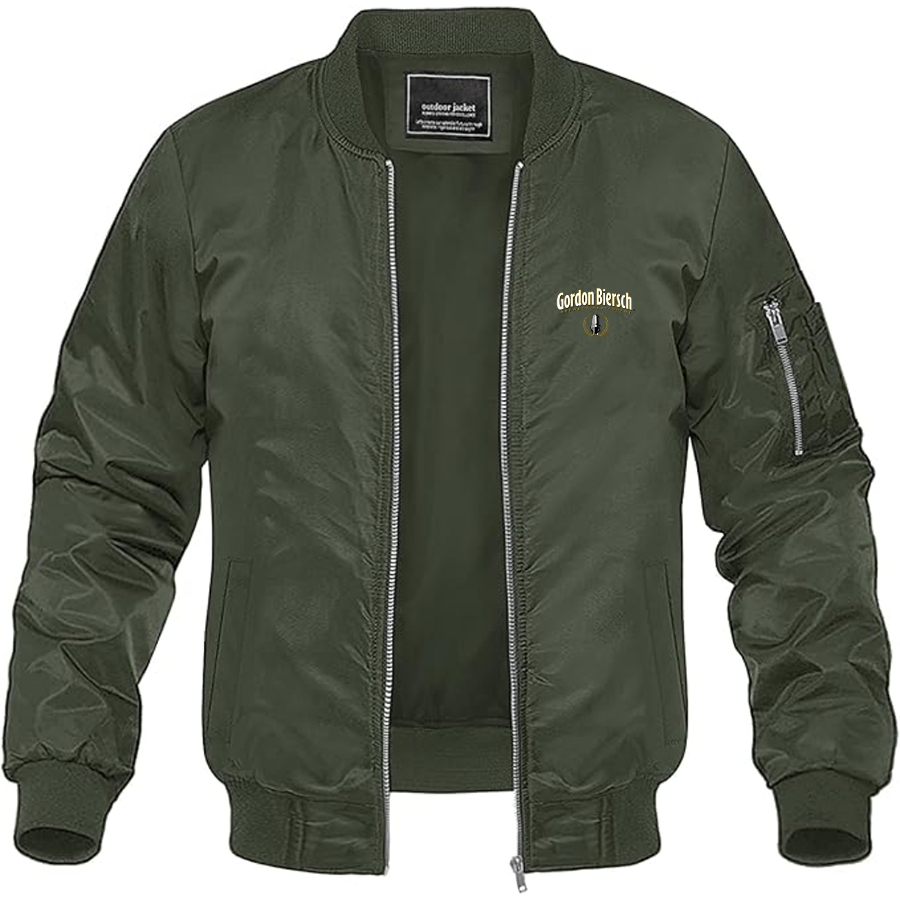 Men's  Gordon Biersch Logo Lightweight Bomber Jacket Windbreaker Softshell Varsity Jacket Coat