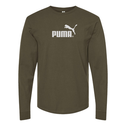 Men's Puma Logo Cotton Long Sleeve T-Shirt