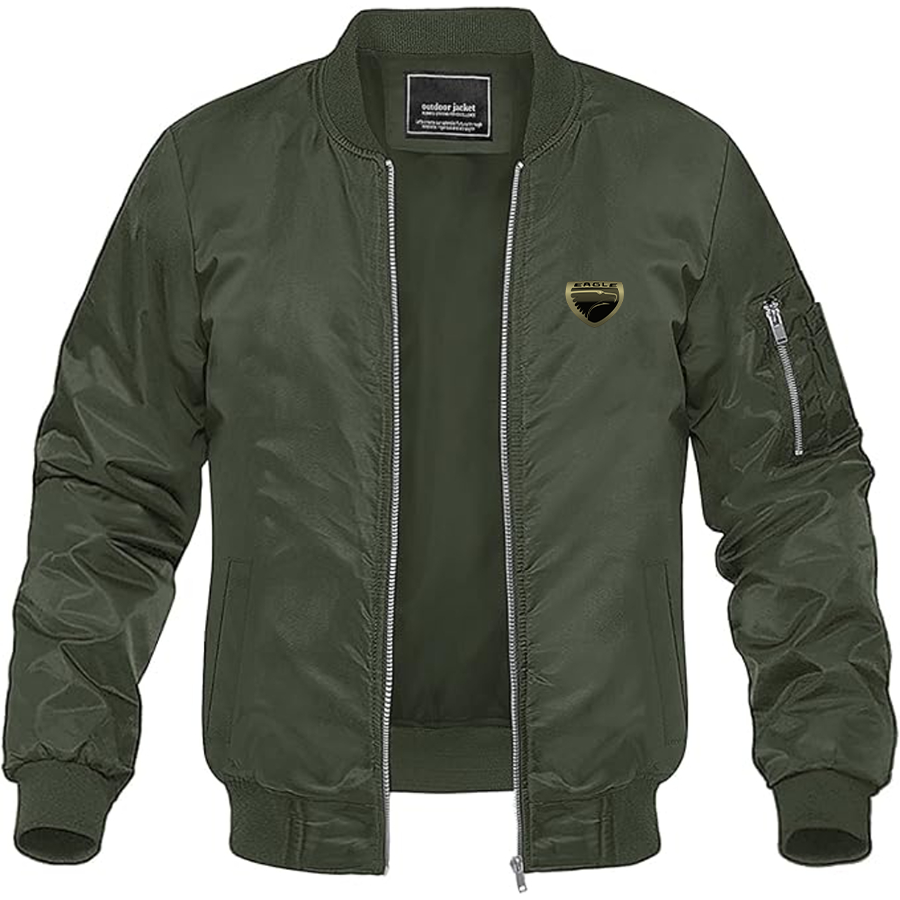 Men's Eagle Logo Lightweight Bomber Jacket Windbreaker Softshell Varsity Jacket Coat