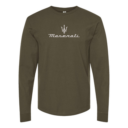 Men's Maserati Logo Cotton Long Sleeve T-Shirt