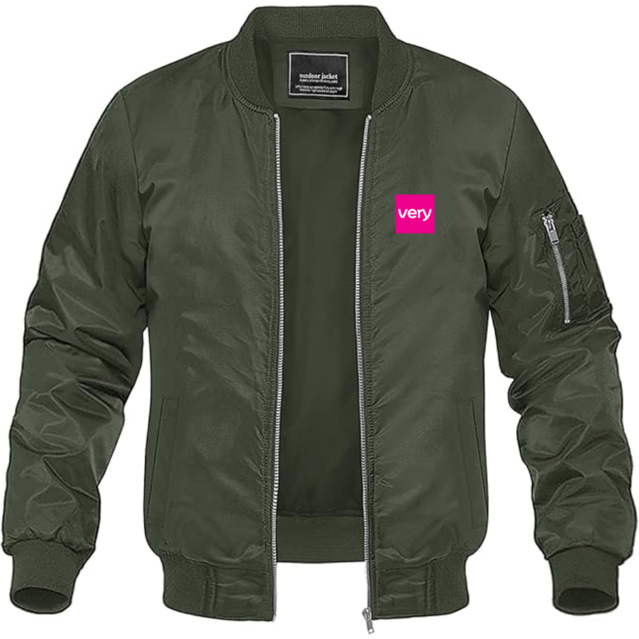 Men's Very Logo Lightweight Bomber Jacket Windbreaker Softshell Varsity Jacket Coat
