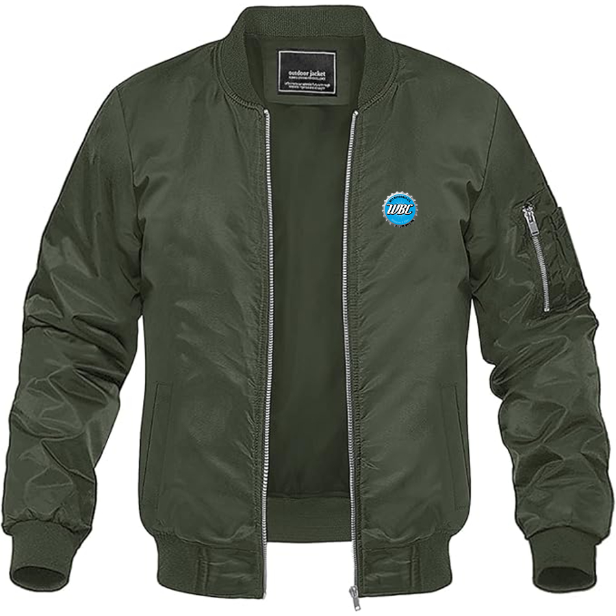 Men's Wit Beverage Company Logo Lightweight Bomber Jacket Windbreaker Softshell Varsity Jacket Coat