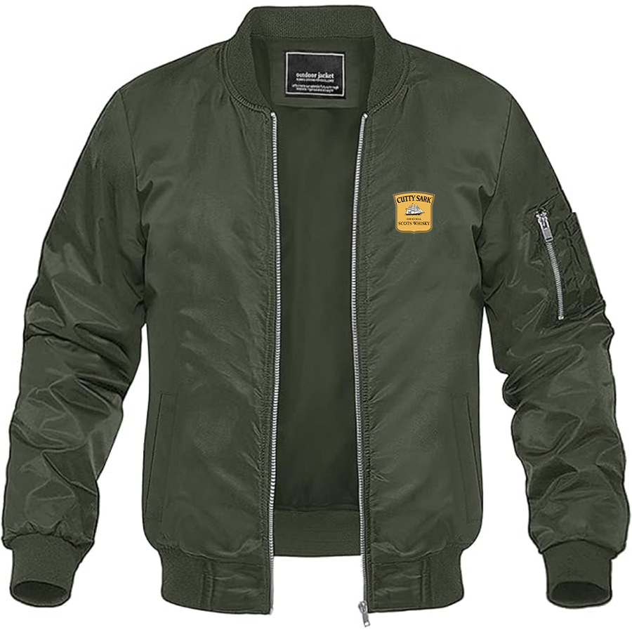 Men's Cutty Sark Logo Lightweight Bomber Jacket Windbreaker Softshell Varsity Jacket Coat